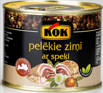 Pelēkie zirņi ar speķi KOK 575g 1/6 (15.04.29) Latvija