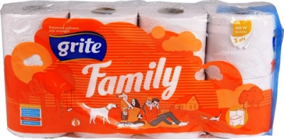 Tualetes papīrs Grite Family 8gb (0.21€/rull) 1/7 Lietuva LABA CENA!
