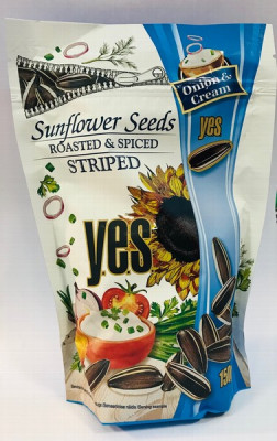 Saulespuķu sēklas YES ar krējumu-sīpolu garšu 150g 1/24 (11.05.27) Lietuva