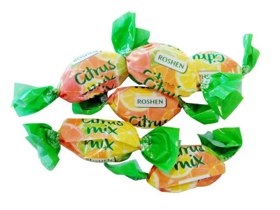 Karameles Roshen Citrus mix 1kg (08.10.2027)  (Pārdodas tikai pilnos iepakojumos (1kg)) Ukraina