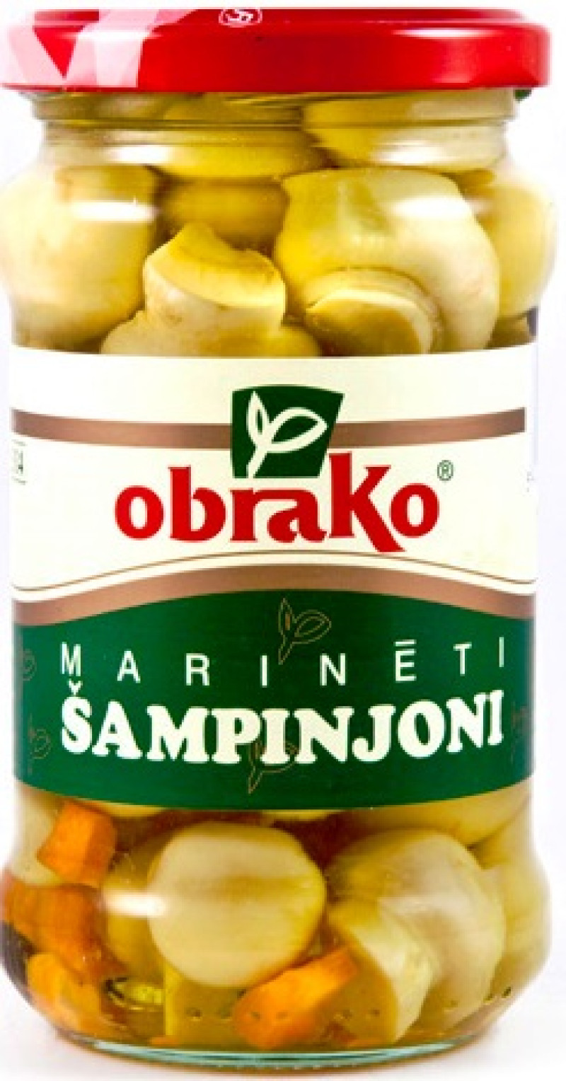 Šampinjoni marinēti Obrako 280g 1/12 (17.09.2027) Polija