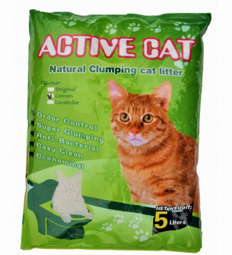 Smiltis kaķu tualetei cementējošas Active cat 5L Ķīna
