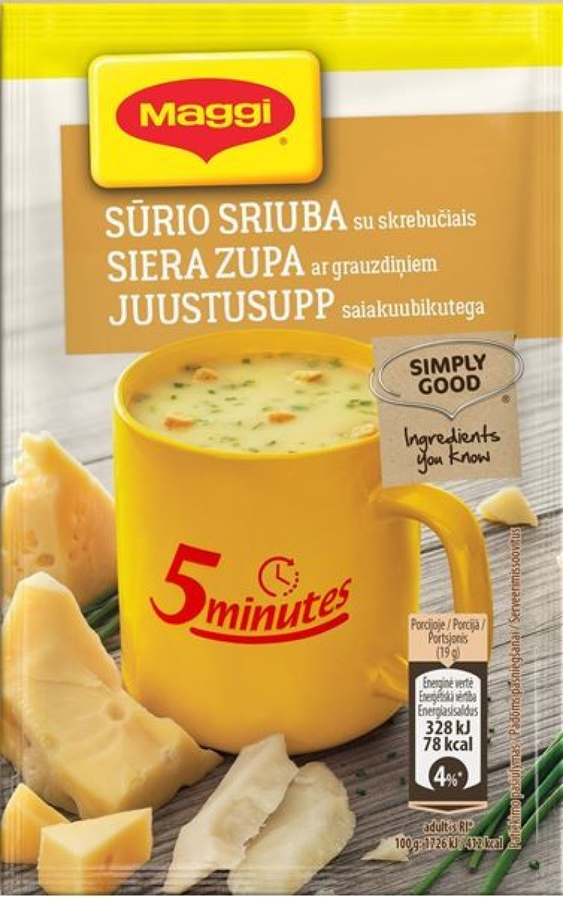 Zupa Maggi šķīstošā siera ar grauzdiņiem 19g (12.26)Polija