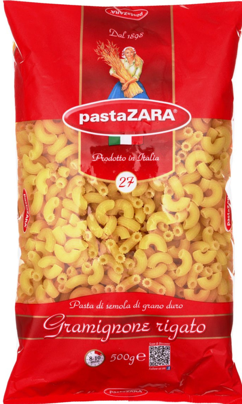 Makaroni Pasta Zara vidējie radziņi Nr.27 500g (02.10.28) Itālija