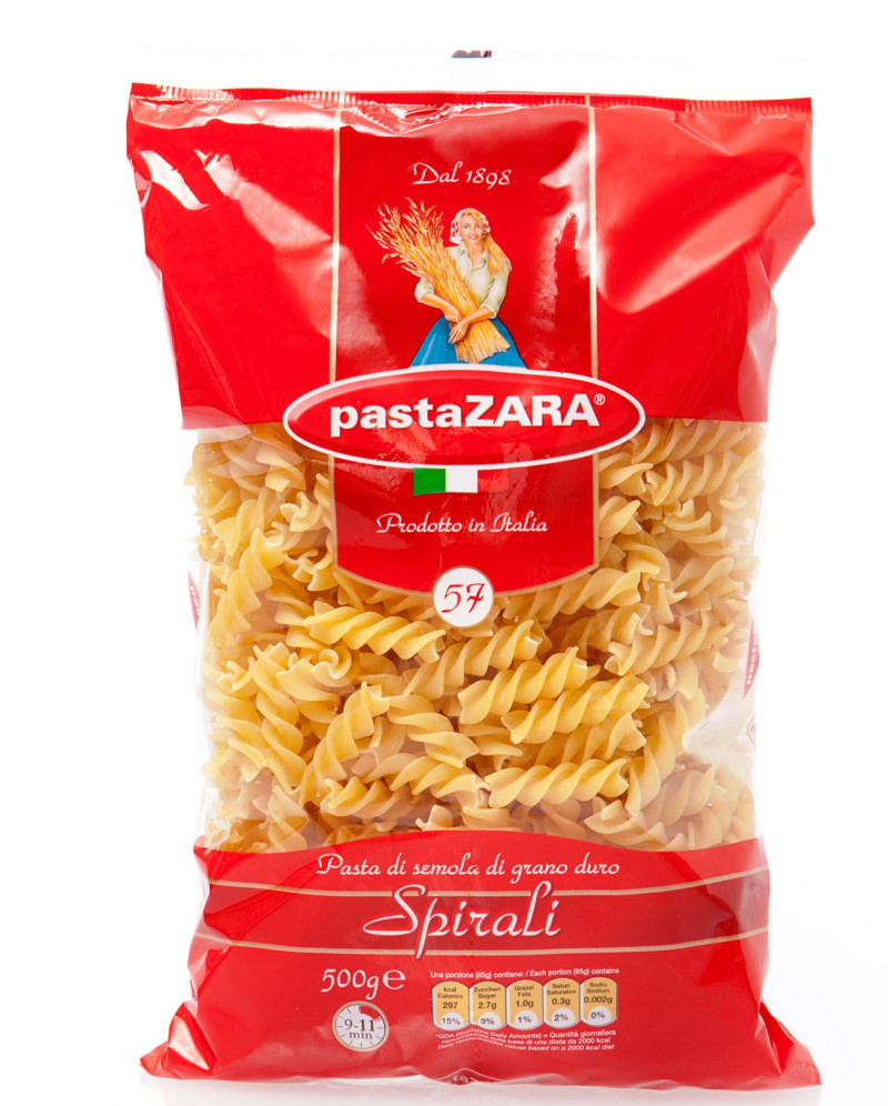 Makaroni Pasta Zara lielās spirāles Nr.57 500g 1/10 (18.12.28) Itālija