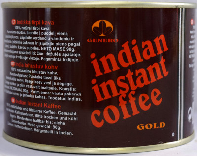 Kafija šķīstošā Indian Gold 90g (11.06.27) Indija LABA CENA