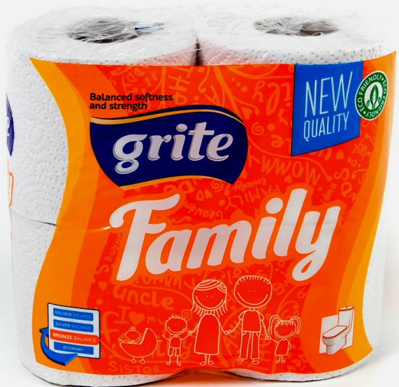 Tualetes papīrs Grite Family 4gb 1/14  (0.32 €/rull) Lietuva