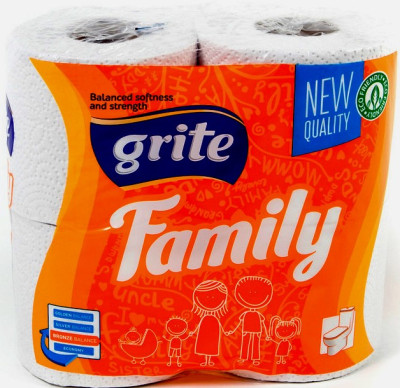 Tualetes papīrs Grite Family 4gb 1/14  (0.32 €/rull) Lietuva