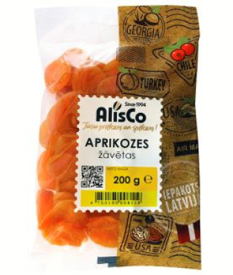 Aprikozes žāvetas bez kauliņa Alis 200g 1/12 (04.09.26) Turcija, Uzbekistāna