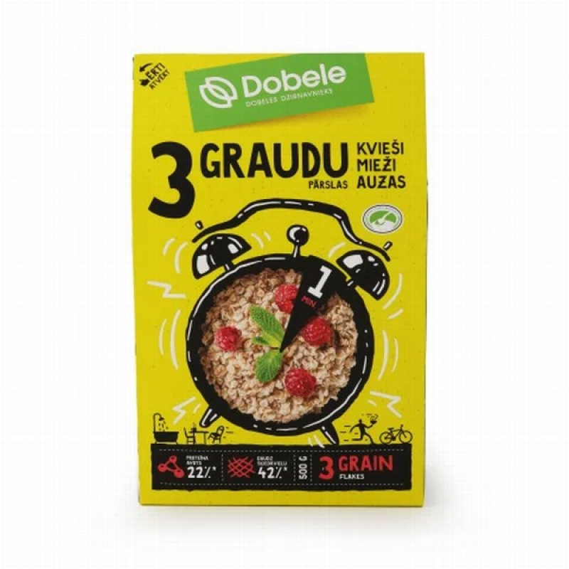 3 graudu pārslas 500g Dobele (06.08.2027) Latvija