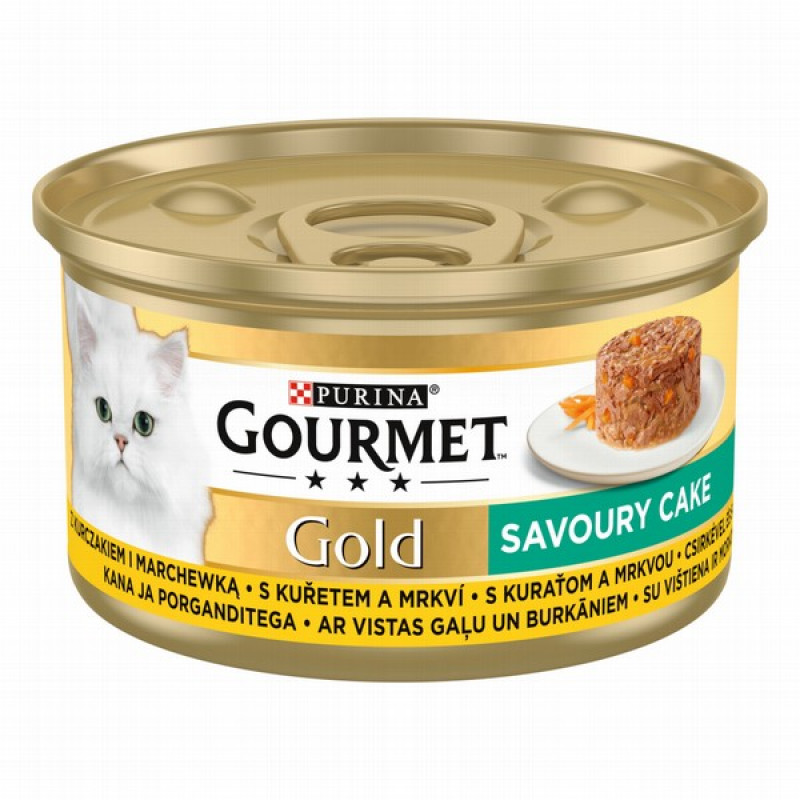 Kaķu konservi Gourmet Gold ar vistas gaļu un burkāniem 85g 1/12 (31.11.2027) Polija