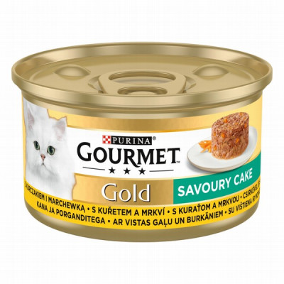 Kaķu konservi Gourmet Gold ar vistas gaļu un burkāniem 85g 1/12 (31.11.2027) Polija