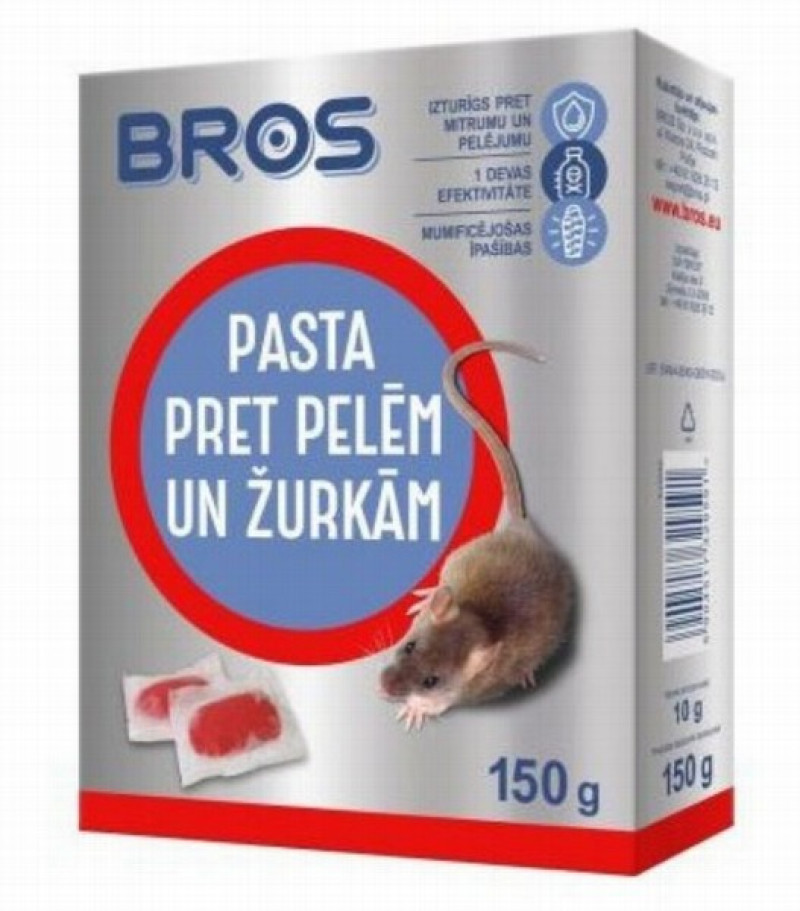 Peļu žurku inde pasta BROS 150g (09.2027) Polija