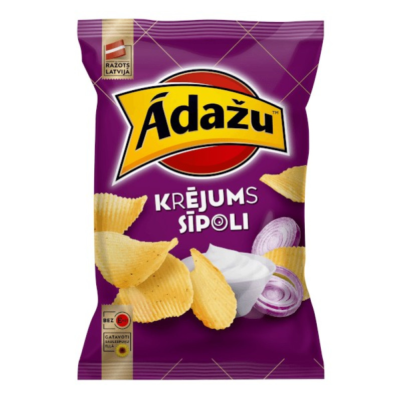 Čipsi Ādažu krējuma sīpolu 130g 1/18 (05.02.27) Latvija 