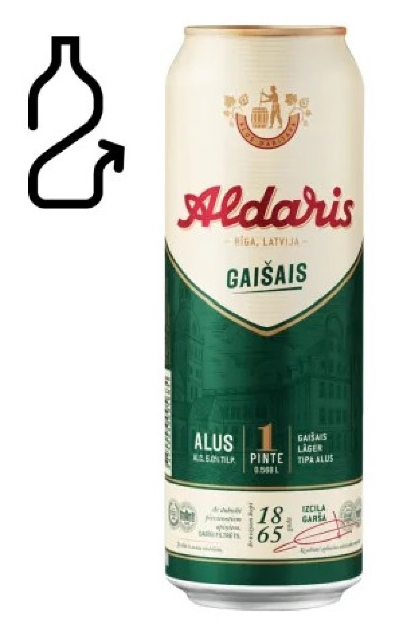 Alus Aldara PINT gaišais 0.568 5%  DEPOZĪTS 0.10 eiro 1/24(19.04.27) Igaunija