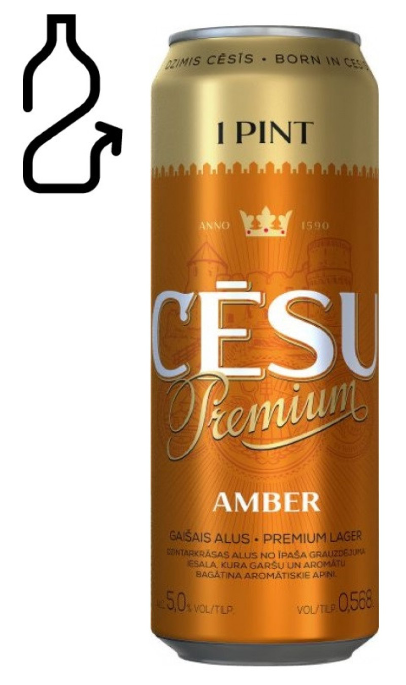 Alus Cēsu Premium Amber PINT 0.568L 5% DEPOZĪTS 0.10 eiro 1/24 (12.07.27) Latvija