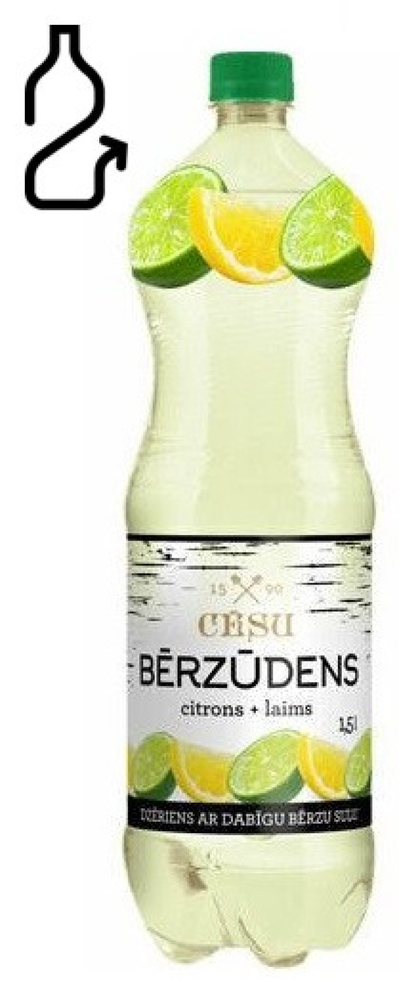Dzēriens Cēsu Bērzūdens citrons laims 1.5L DEPOZĪTS 0.10 eiro 1/6 (10.04.27)  Igaunija