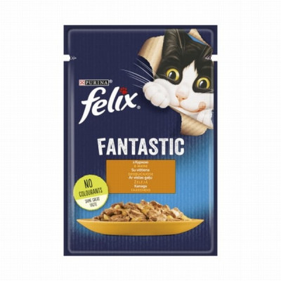 Kaķu konservi Felix Fantastic ar vistas gaļu želejā 85g 1/26 (06.2028) Ungārija