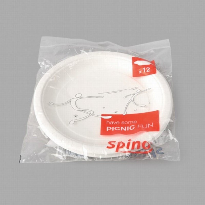 Šķīvji kartona 23cm Spino 12gb