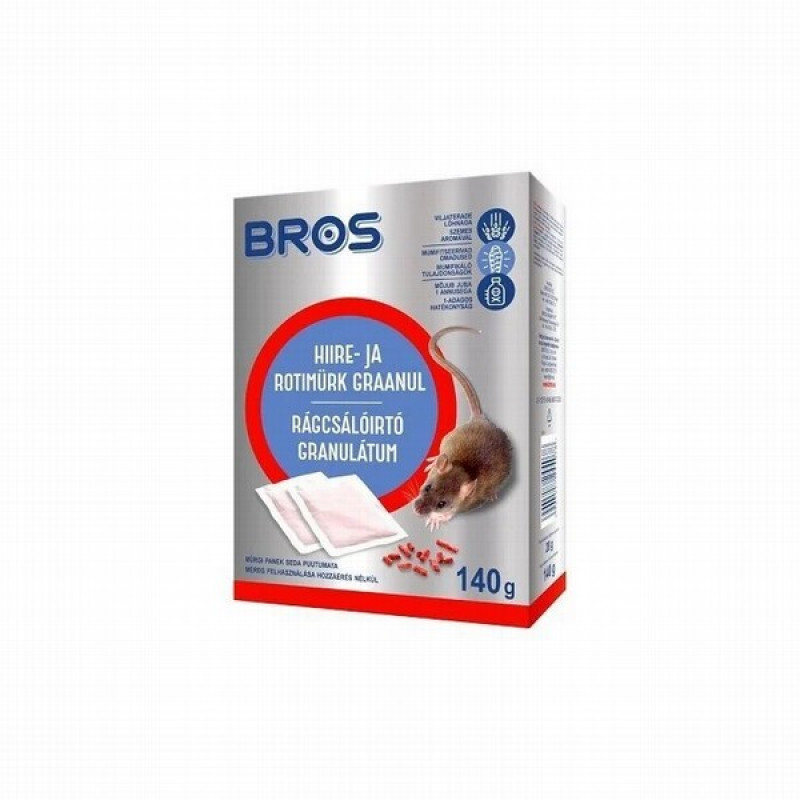 Peļu inde granulas BROS 140g (10.27) Polija