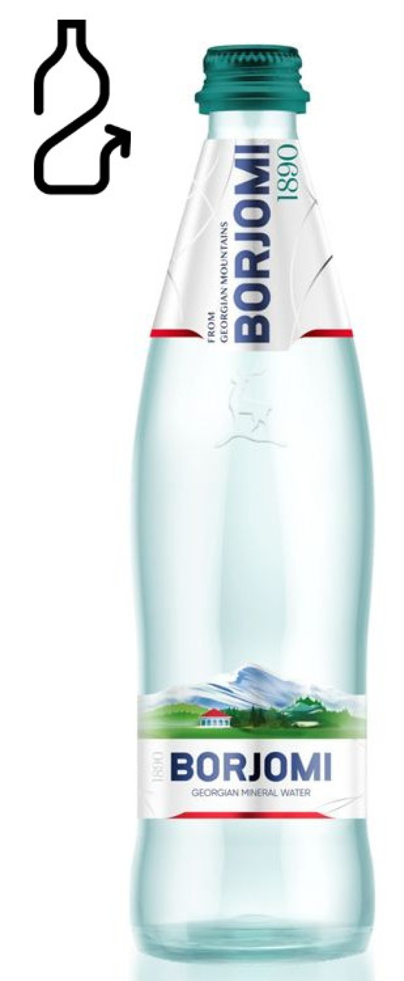 Minerālūdens Borjomi 0.5L stiklā DEPOZĪTA maksa 0.10 eiro (05.05.27) Gruzija