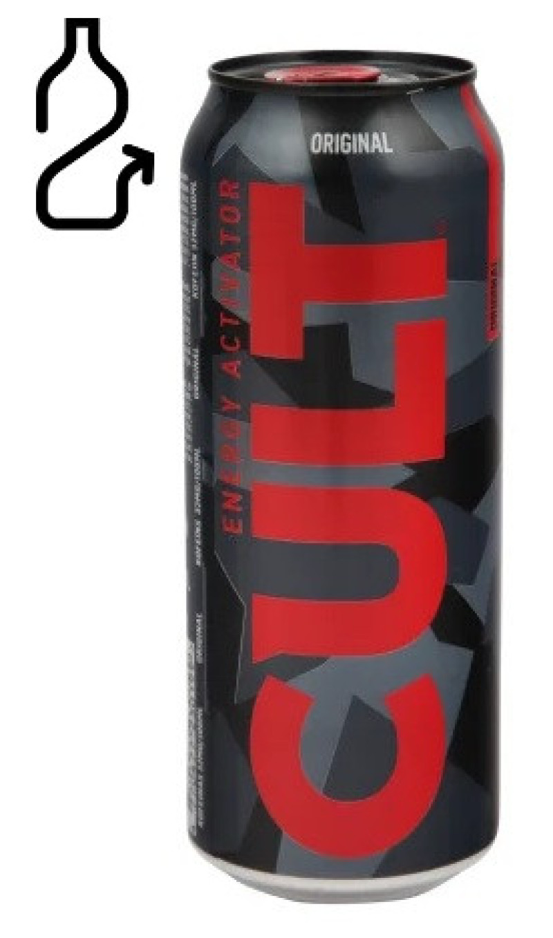 Enerģijas dzēriens Cult Original 0.5L 1/24 DEPOZĪTS 0.10 eiro (18.02.2027) Lietuva