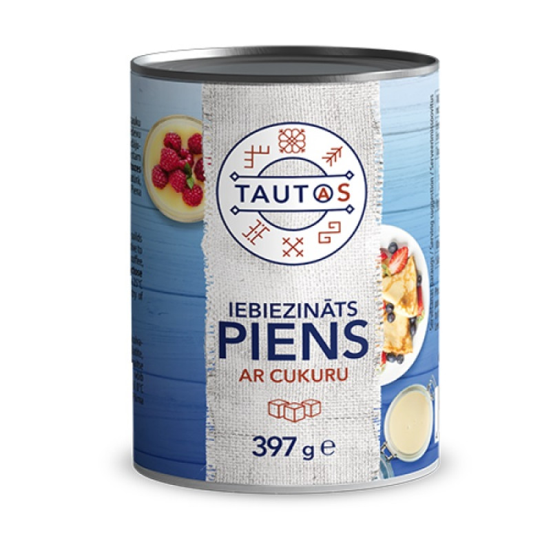 Iebiezināts piens ar cukuru 397g TAUTAS 1/12 (10.2027) Latvija LABA CENA!