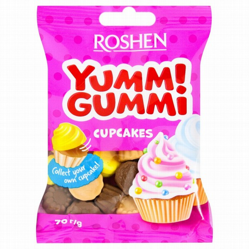 Želejkonfektes Yummi Gummi CupCakes 70g Roshen (24.05.26)Ukraina