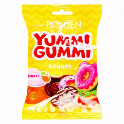 Želejkonfektes Yummi Gummi Donuts 70g Roshen (03.05.27)Ukraina