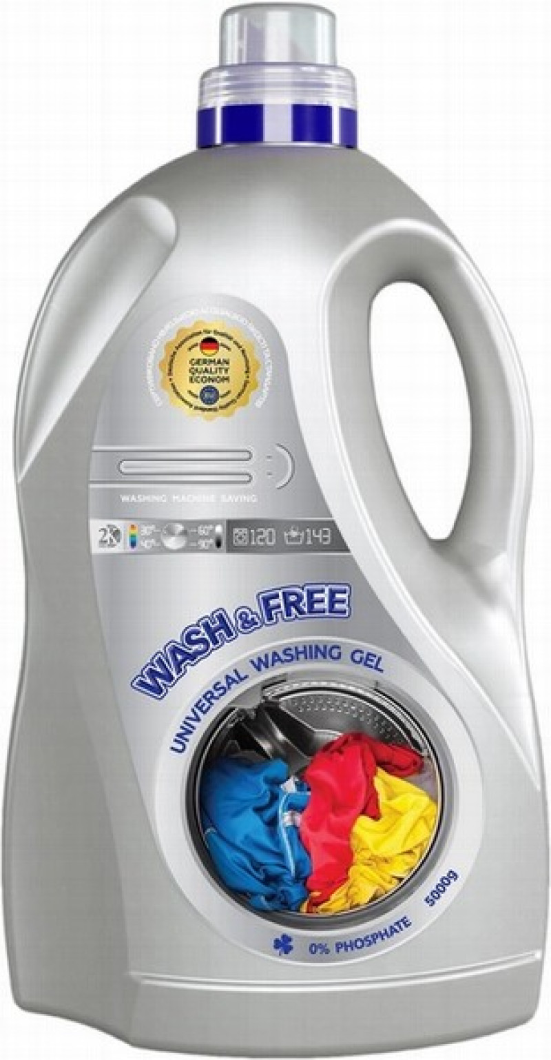Veļas mazgāšanas līdzeklis universāls Wash&free 5L (10.11.2027) Vācija