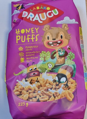 Sausās brokastis Draugu Honey puffs 225g (26.10.26) Lietuva