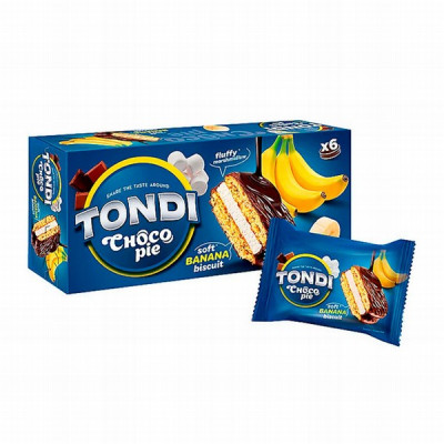 Cepumi Tondi Sandwich Biscuit Choco Pie banānu 180g KDV (26.05.27) Krievija