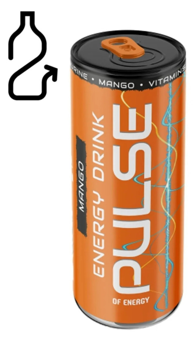 Enerģijas dzēriens Pulse Mango 0.25L DEPOZĪTS 0.10eur (05.05.27) Polija