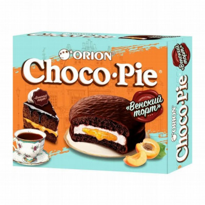 Cepumi Orion Choco Pie Vienna cake ar aprikožu džemu 360g KDV (25.04.27) Krievija