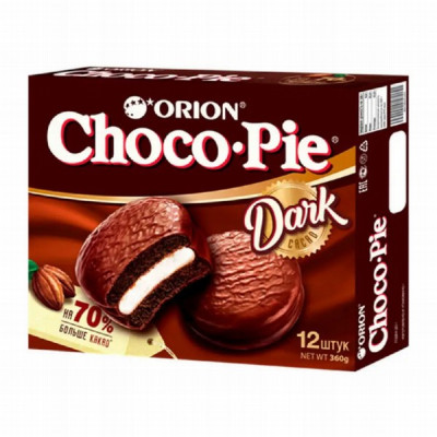 Cepumi Orion Choco Pie Dark ar vaniļas pildījumu 360 KDV (07.02.27) Krievija