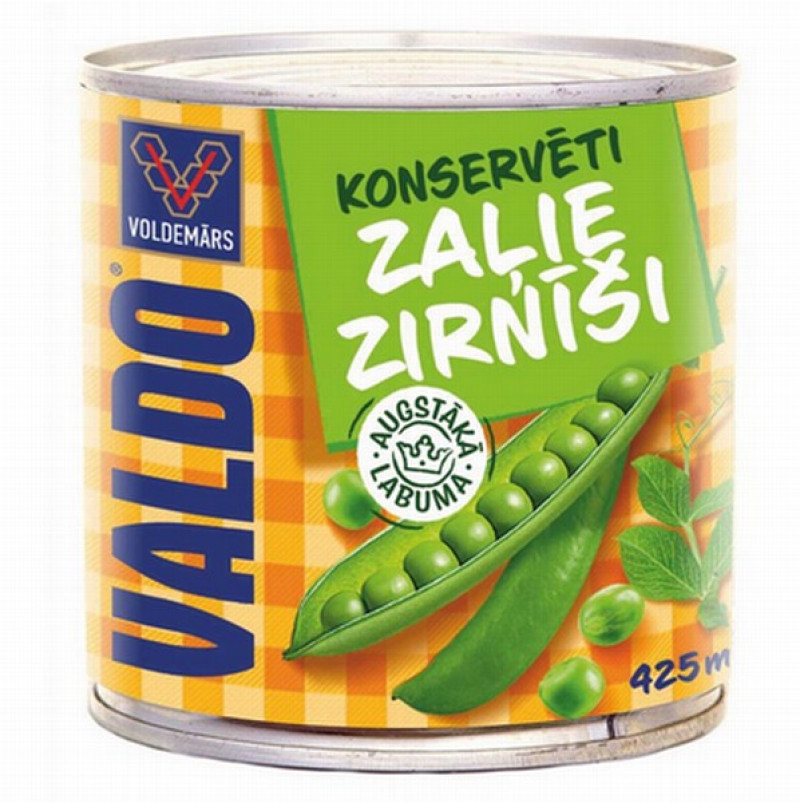Zaļie zirnīši Valdo 450ml 1/12 (30.06.27)Ungārija
