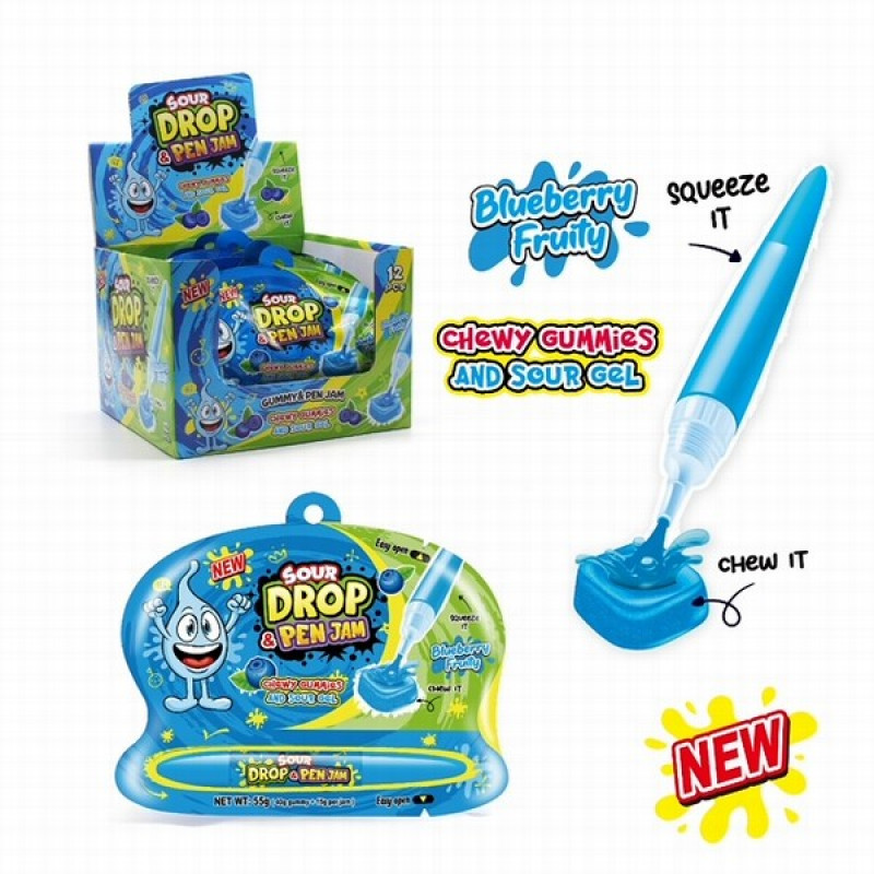 Karamele šķidrā Sour Drop Pen Jam Blueberry 55ml*12gb (24.06.28) Ķīna