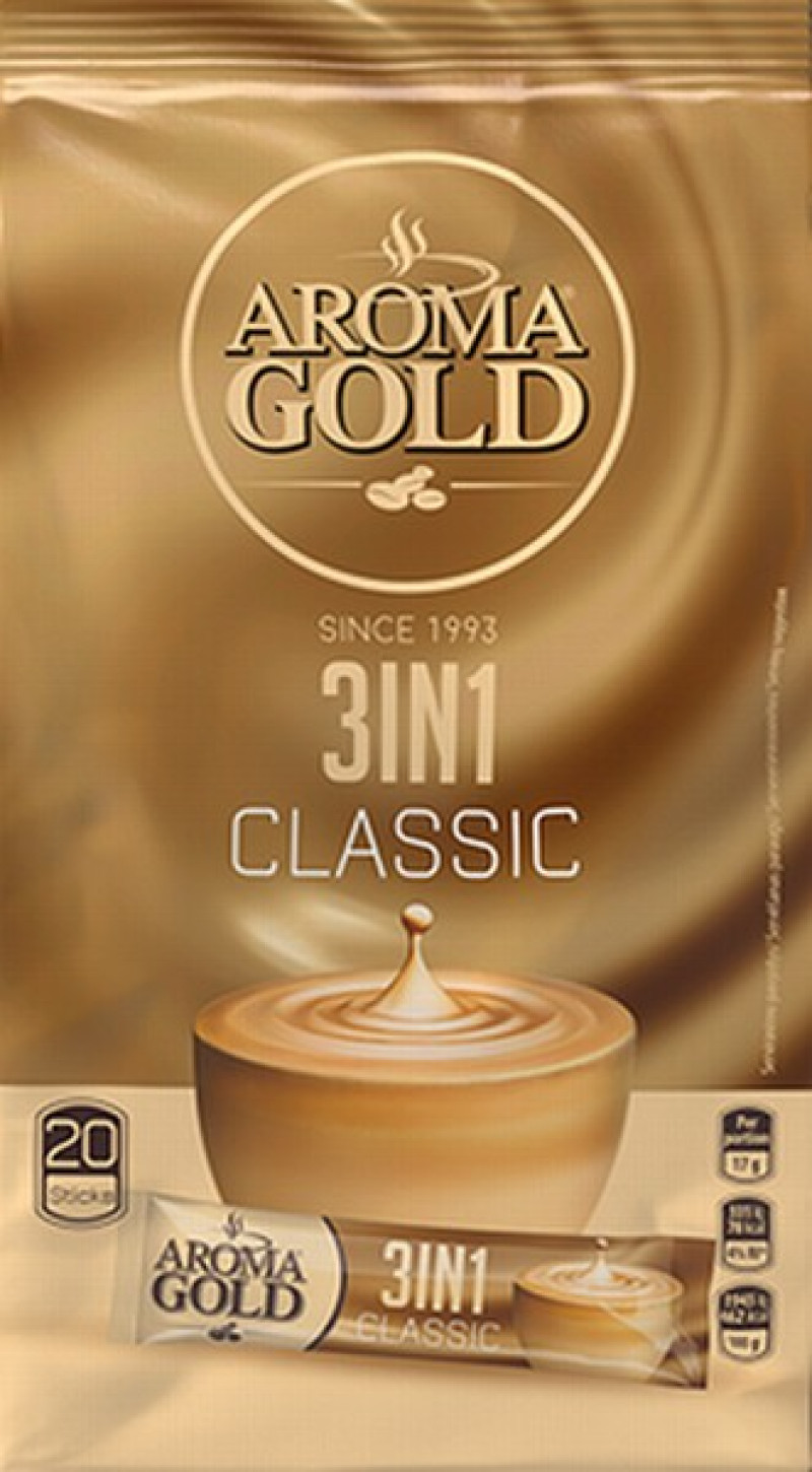 Kafijas dzēriens Aroma Gold 3 in1 Classic 17g*20gb (01.02.28) derlande